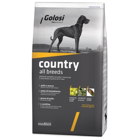 Golosi Dog Adult Country сухой корм для собак с курицей и говядиной - 12 кг фото 2