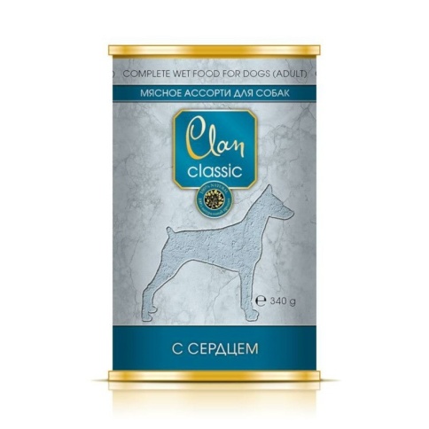Clan Classic влажный корм для собак мясное ассорти с сердцем в консервах - 340 г фото 1