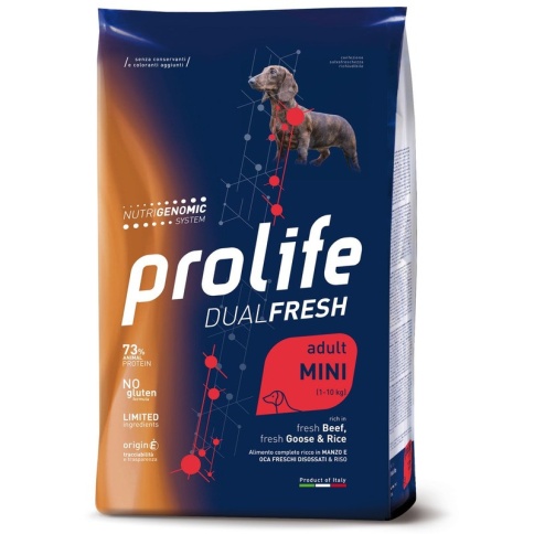 Prolife Dual Fresh Mini Adult сухой корм для собак с говядиной, гусем и рисом - 600 г фото 2