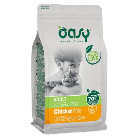 Oasy Dry Cat Adult Sterilized сухой корм для взрослых стерилизованных кошек с курицей - 7,5 кг фото 1
