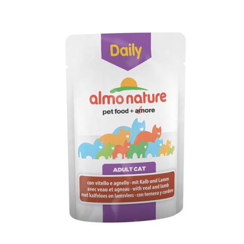 Almo Nature Daily Menu Adult Cat Veal & Lamb паучи для взрослых кошек меню с телятиной и ягненком - 70 г фото 2