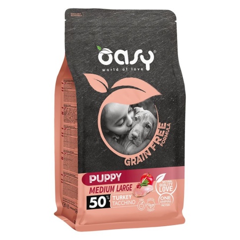 Oasy Dry Dog Grain Free Puppy Medium сухой беззерновой корм для щенков средних пород с индейкой фото 1