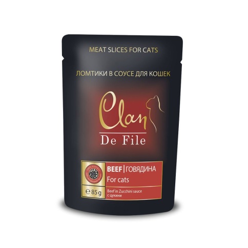 Clan De File влажный корм для кошек с говядиной и цукини в соусе - 85 г фото 1