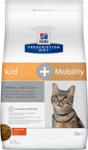 Hill's Prescription Diet k/d + Mobility Kidney+Joint Care корм для кошек диета для поддержания здоровья почек и суставов одновременно с курицей 2 кг фото 1