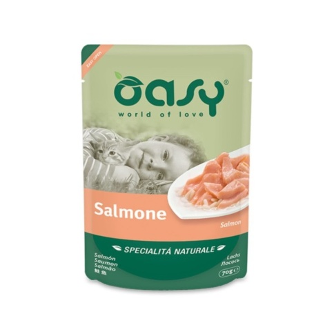 Oasy Wet cat Specialita Naturali Salmon дополнительное питание для кошек с лососем в паучах - 70 г фото 1