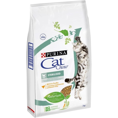 Сухой корм Purina Cat Chow Sterilised для кастрированных котов и стерилизованных кошек с домашней птицей - 7 кг фото 1