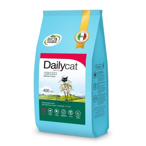 Dailycat Grain Free Adult сухой беззерновой корм для взрослых кошек с курицей - 400 г фото 1