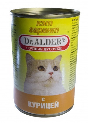 Консервы Dr. Alder's Cat Garant для взрослых кошек с курицей 415 г фото 1