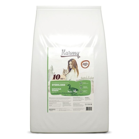 Сухой корм Karmy Sterilized для стерилизованных кошек c уткой 10 кг фото 1