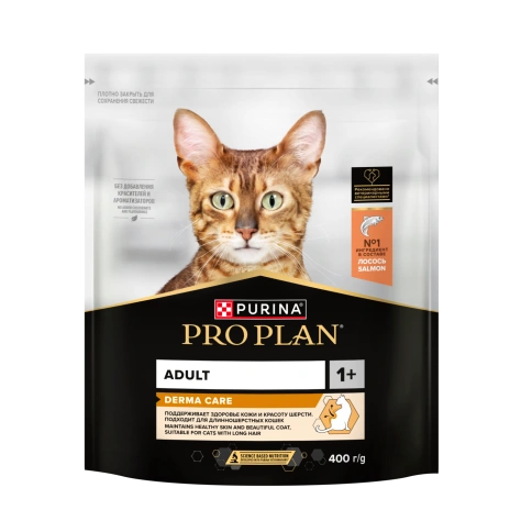 Сухой корм Purina Pro Plan Cat Adult Elegant для взрослых кошек (кожа и шерсть), с лососем, 400 г фото 1