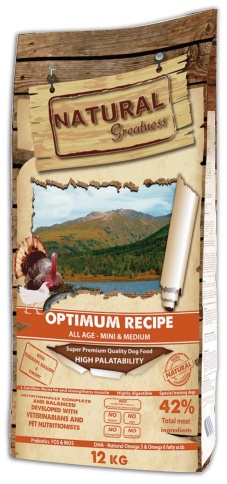 Natural Greatness Optimum Recipe Mini & Medium сухой корм для взрослых собак мелких и средних пород - 12 кг фото 1