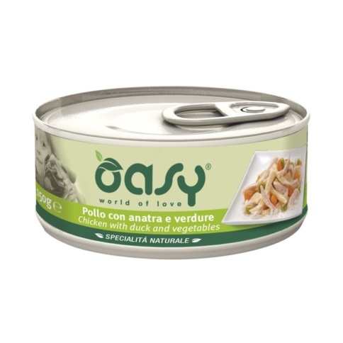 Oasy Wet dog Specialita Naturali Chicken Duck Vegetables дополнительное питание для взрослых собак с курицей, уткой и овощами в консервах - 150 г фото 1
