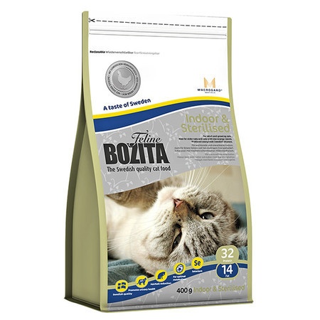 Bozita Feline Indoor & Steralised сухой корм для домашних и стерилизованных кошек с курицей - 400 г фото 1