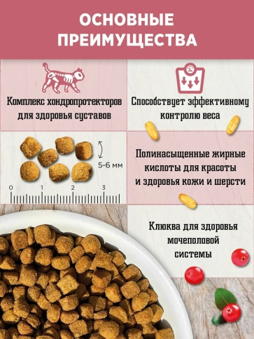 Сухой корм Fawna с лососем, тыквой и красными ягодами для стерилизованных кошек, 3 кг фото 3