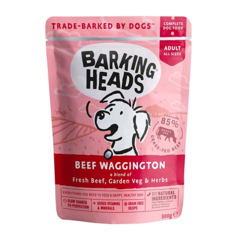 Влажный корм Barking Heads Beef Waggington для собак с говядиной - 0,300 кг фото 1