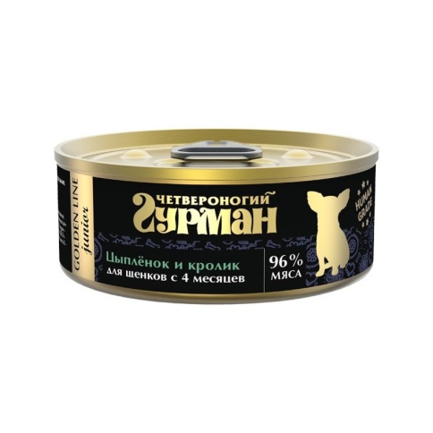 Четвероногий Гурман Golden line Baby цыпленок и кролик в желе 100 г фото 1