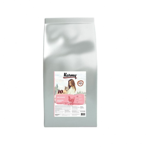 Karmy Delicious сухой малозерновой корм для кошек с курицей - 10 кг фото 1