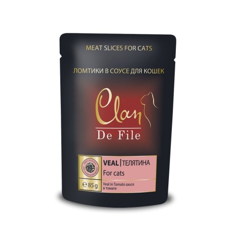 Clan De File влажный корм для кошек с телятиной в томатном соусе - 85 г фото 1