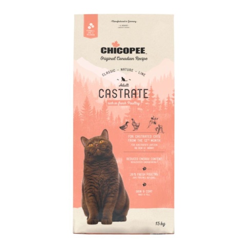 Chicopee CNL Cat Castrate Poultry сухой корм для стерилизованных кошек с мясом птицы - 15 кг фото 1