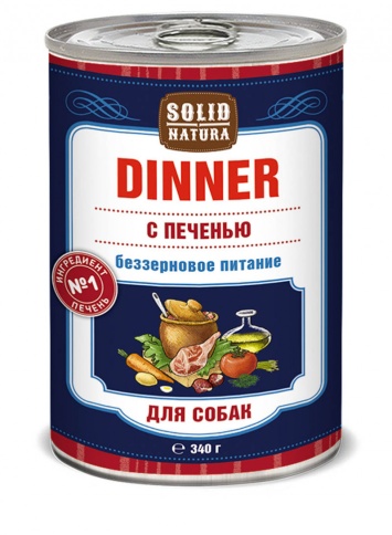 Solid Natura Dinner Печень влажный корм для собак в жестяной банке 340 г фото 1