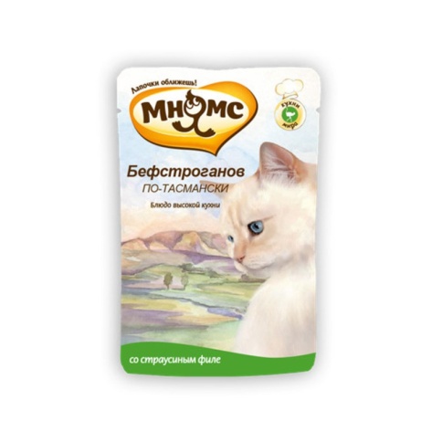 Мнямс паучи Бефстроганов по-тасмански со страусиным филе для кошек - 85 г фото 2