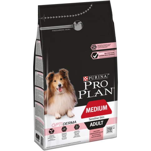 Purina Pro Plan сухой корм для взрослых собак средних пород с чувствительной кожей с лососем и рисом - 1.5 кг фото 1