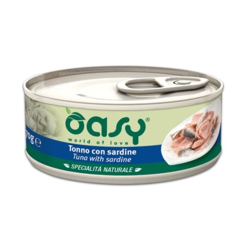 Oasy Wet cat Specialita Naturali Tuna Sardine дополнительное питание для кошек с тунцом и сардинами в консервах - 70 г (1 шт) фото 1