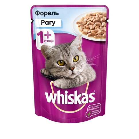 Whiskas паучи для взрослых кошек от 1 года в форме рагу с форелью - 85 г фото 1