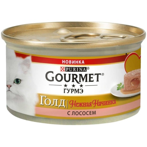 Влажный корм Gourmet Gold Нежная начинка для взрослых кошек с лососем - 85 г фото 2