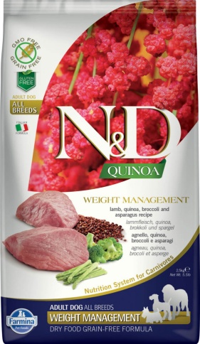 Farmina N&D Dog Grain Free quinoa weight management lamb корм для собак для контроля веса с ягненком и киноа 2,5 кг фото 1