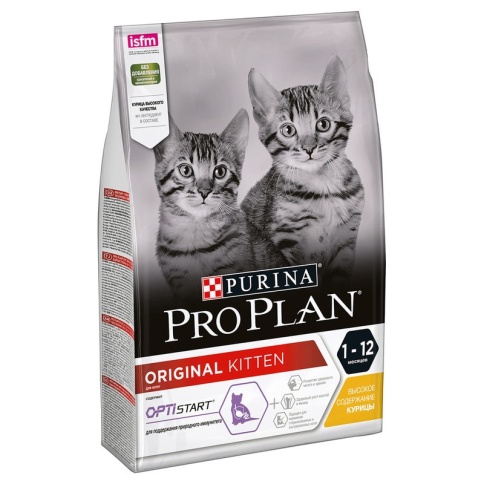 Сухой корм Purina Pro Plan для котят от 1 до 12 месяцев с курицей - 3 кг фото 1