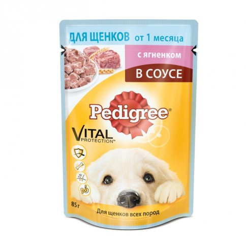 Pedigree влажный корм в паучах с ягненком в соусе для щенков от 1 месяца - 85 г фото 1