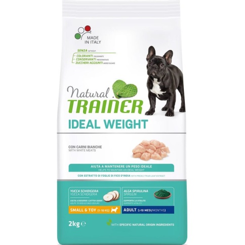 Trainer Natural Ideal Weight Mini сухой корм для взрослых собак мелких и миниатюрных пород с избыточным весом c белым мясом - 2 кг фото 1