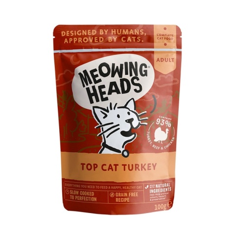 Влажный корм Meowing Heads Top Cat Turkey для кошек и котят с индейкой, говядиной и курицей - 0,100 кг фото 1