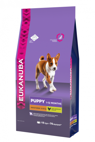 Eukanuba Puppy Medium Breed для щенков средних пород с курицей - 15 кг фото 1