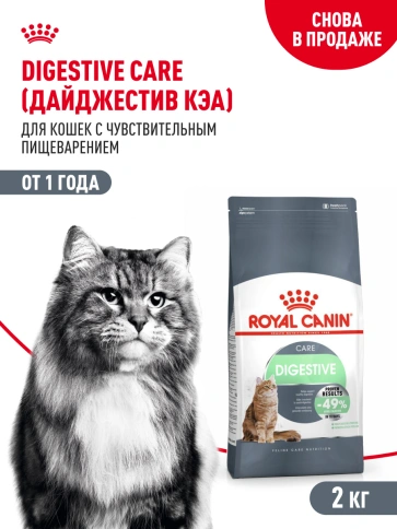Сухой Корм Royal Canin DIGESTIVE CARE (ДАЙДЖЕСТИВ КЭА)Питание для кошек в возрасте от 1 года и старше, обеспечивает здоровье кожи, красоту и блеск шерсти после 21 дня кормления, 2 кг фото 15