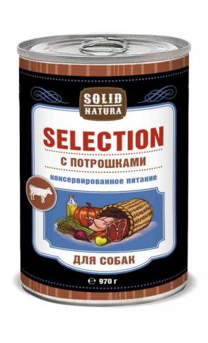 Solid Natura Selection Потрошки влажный корм для собак в жестяной банке 970 г фото 1
