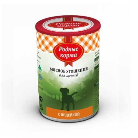 Родные корма Мясное угощение с Индейкой консервы для щенков 340 г фото 2