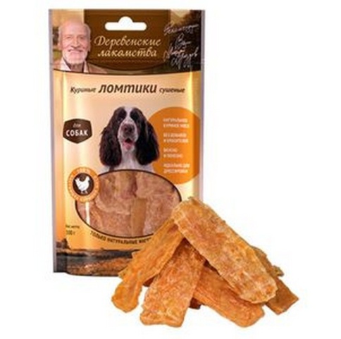 ДЕРЕВЕНСКИЕ ЛАКОМСТВА 100 % Мяса Куриные ломтики сушеные для собак 90 гр фото 1