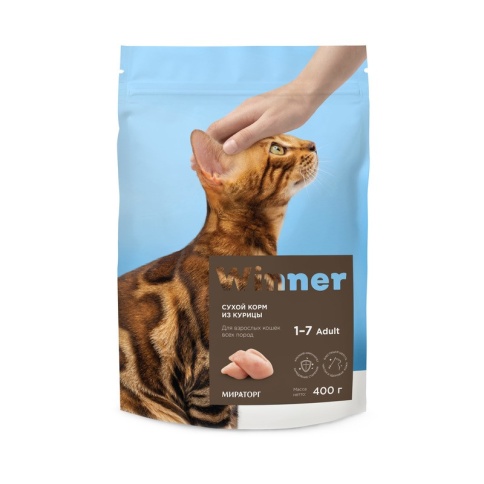 Сухой корм Winner для взрослых кошек всех пород с курицей - 400 г фото 2
