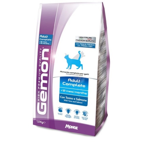 GEMON cat корм для кошек с тунцом и лососем 1,5 кг фото 2