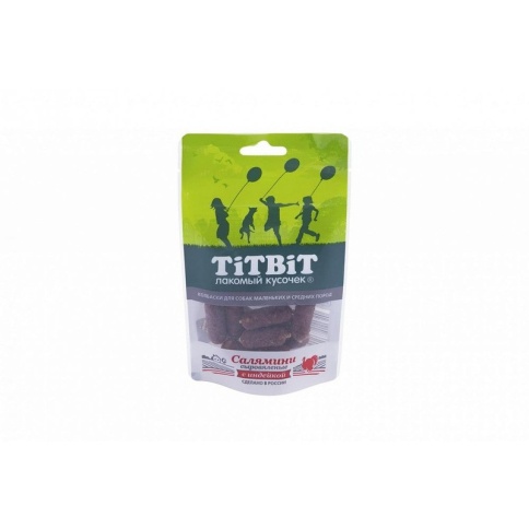 Titbit Салямини колбаски сыровяленые для собак маленьких и средних пород с индейкой - 40 г фото 1