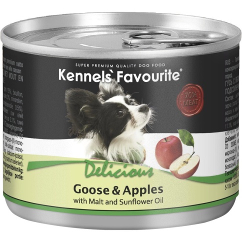 Влажный корм Kennels` Favourite Goose & Apples для взрослых собак всех пород с гусем и яблоком - 200 г фото 2