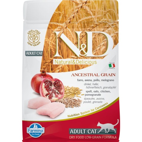 Farmina N&D Cat Ancestral Grain низкозерновой сухой корм для кошек с курицей и гранатом - 300 г фото 1