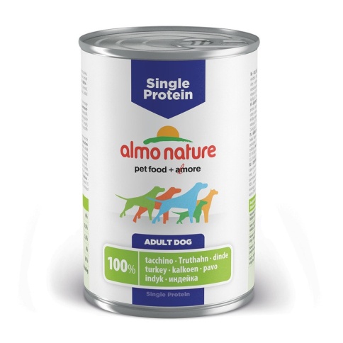 Almo Nature Single Protein Adult Dog Turkey консервы с индейкой для взрослых собак с чувствительным пищевариением - 400 г фото 2