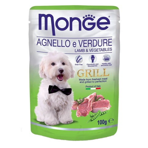 Monge Dog Grill Pouch паучи для собак c ягненком и овощами - 100 г фото 2