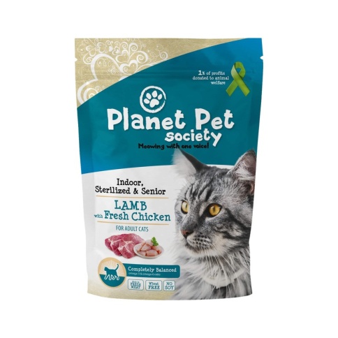 Planet Pet Indoor & Sterilized Lamb сухой корм для стерилизованных кошек с ягненком и курицей 1.5 кг фото 2