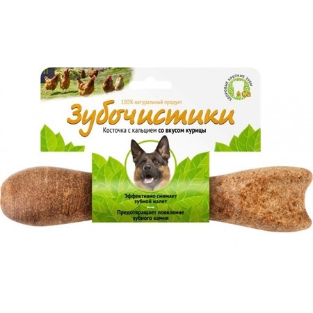 ДЕРЕВЕНСКИЕ ЛАКОМСТВА ЗУБОЧИСТИКИ Косточка жевательная для собак крупных пород от 25 кг Курица 1шт 265г фото 1