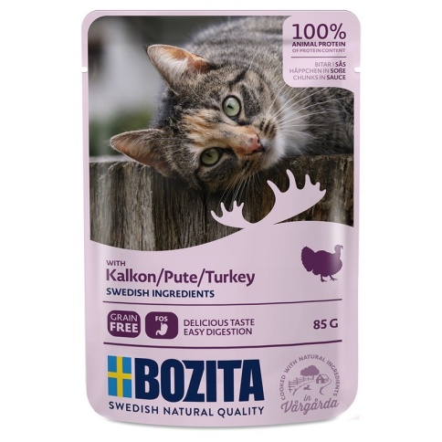Bozita Pouch Turkey влажный корм для взрослых кошек с кусочками в соусе с индейкой - 85 г фото 1