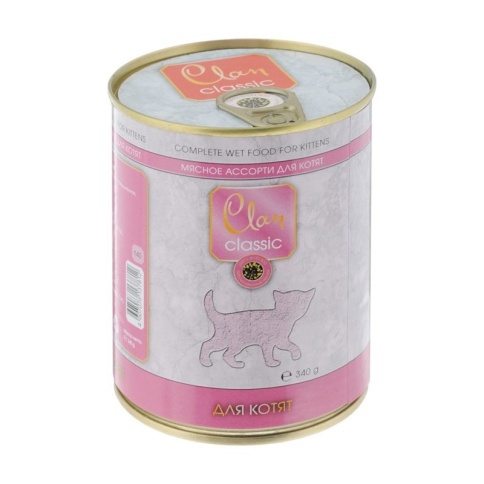 Clan Classic влажный корм для котят мясное ассорти в консервах - 340 г фото 1